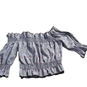 Amante blouse black white plaid xs